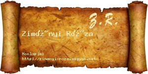 Zimányi Róza névjegykártya